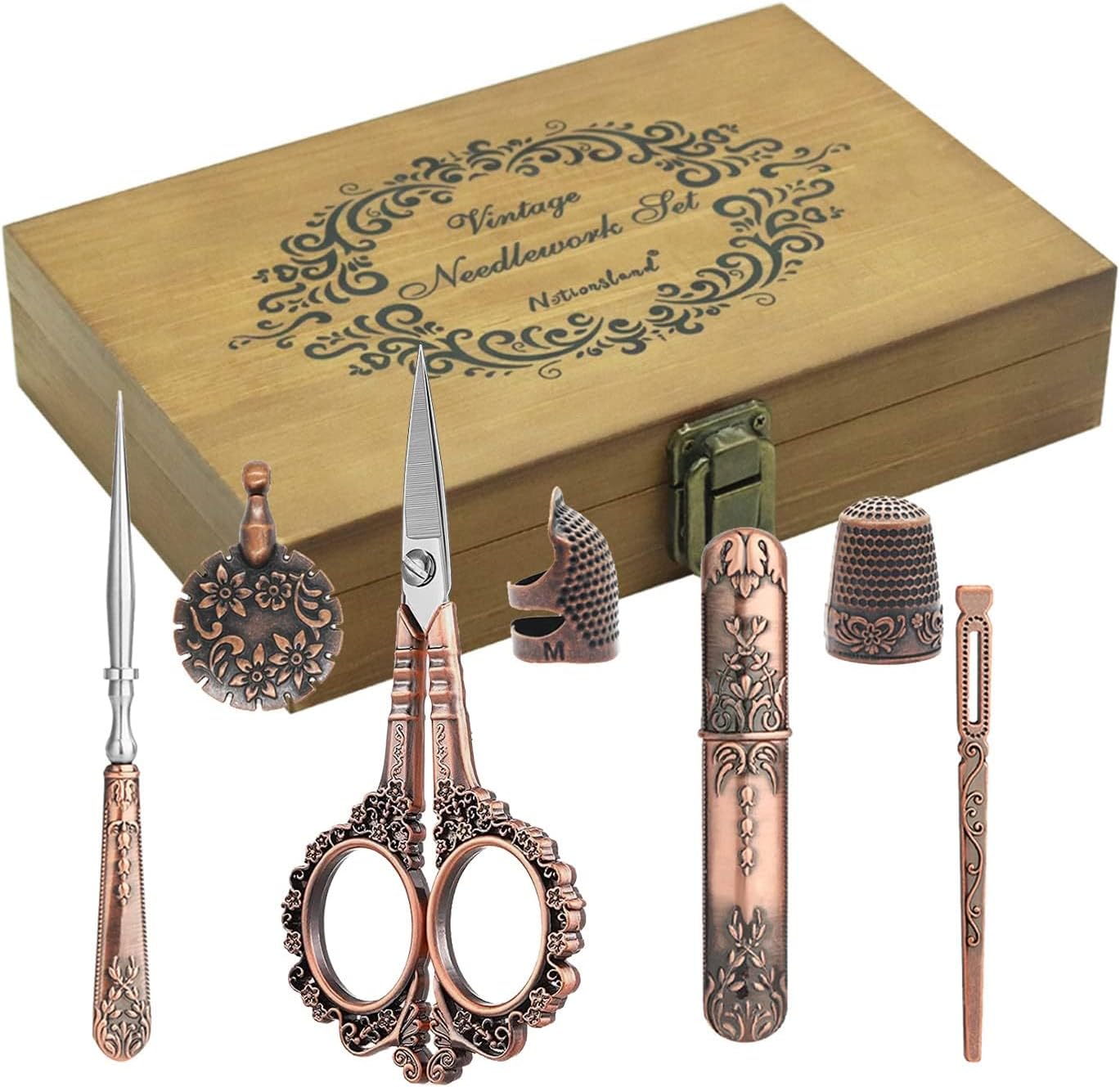 Vintage Embroidery Scissors Set, European Style Stainless Steel Sewing Tools for Sewing, Craft, Art Work, Needlework, Silver