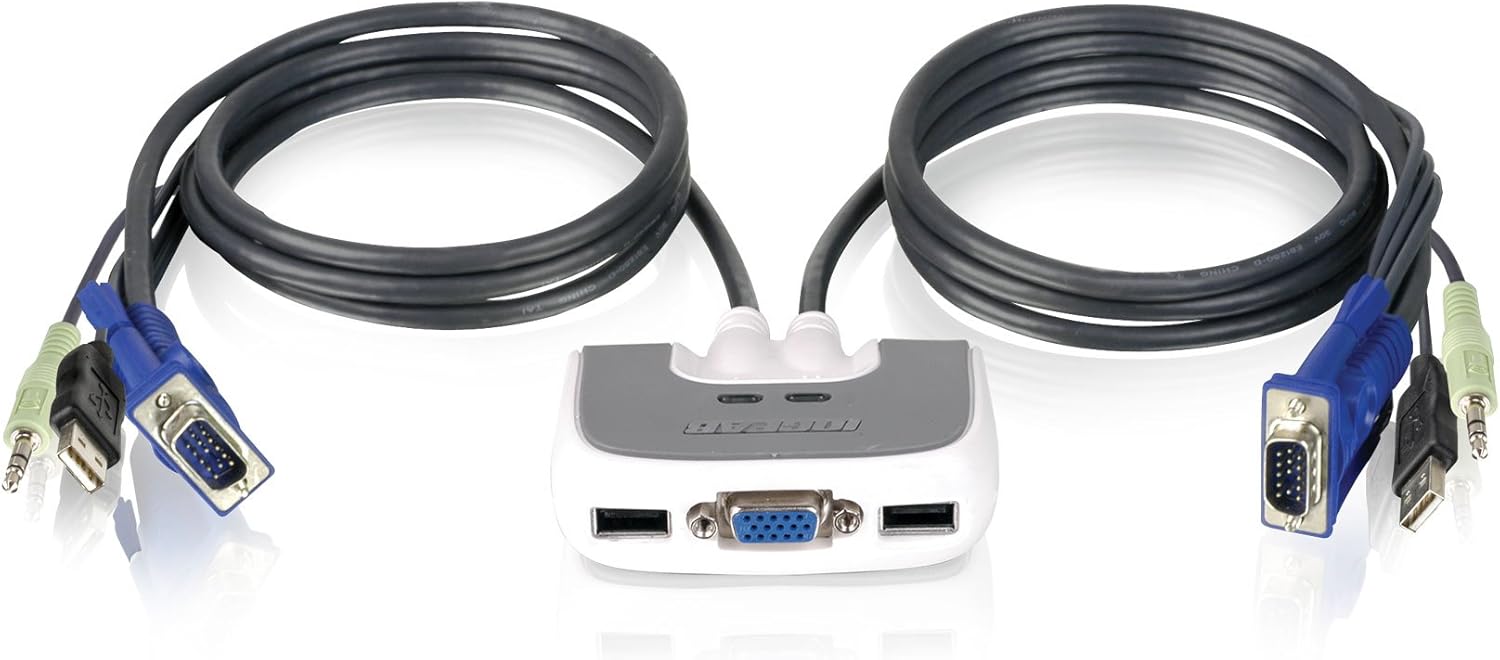 IOGEAR 2Port USB VGA Miniview Micro Cabled KVM Switch