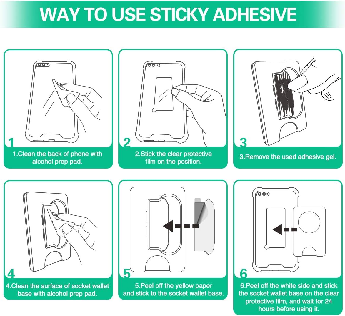 pop-tech Sticky Adhesive Replacement for Socket Wallet Plus Oval Base, 9pcs 3M VHB Strong Glue Sticker Pads for Cell Phone Wallet+ Case Back, Double Sided Tape for All Cellphone iPhone 14 13 Samsung