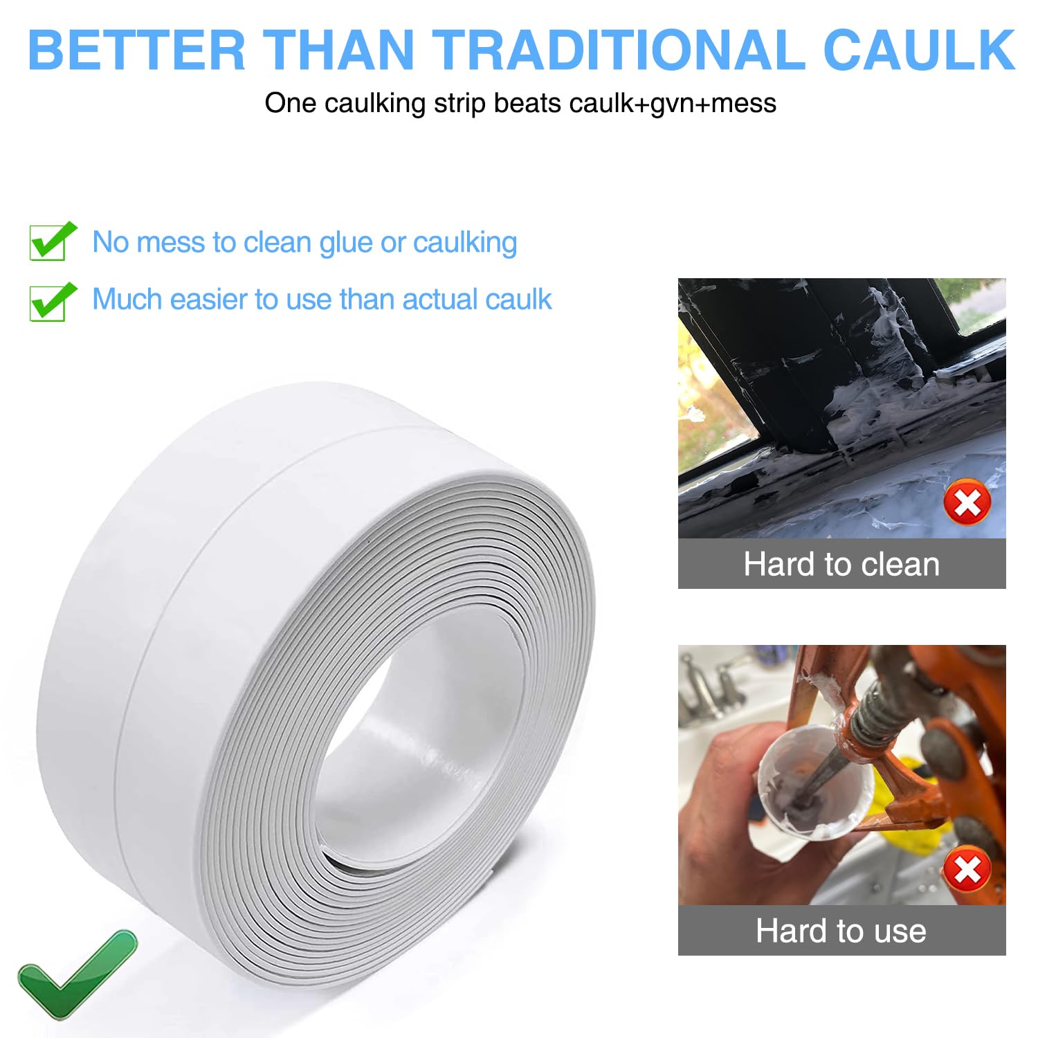 Self Adhesive Caulk Tape - Waterproof Sealant -3