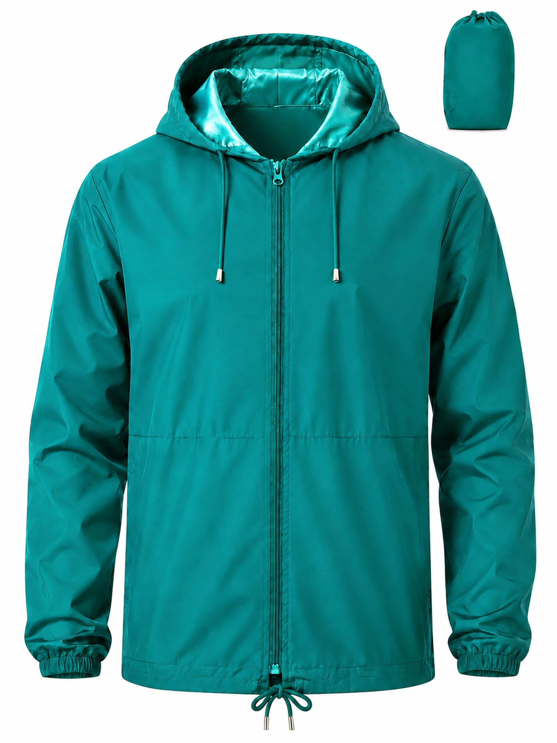 Uposiut Mens Windbreaker Rain Jacket Waterproof Raincoat | Packable Lightweight with Hooded 10,000 mm H₂O Waterproof Rating S-5XL for Cycling Running Hiking Fishing