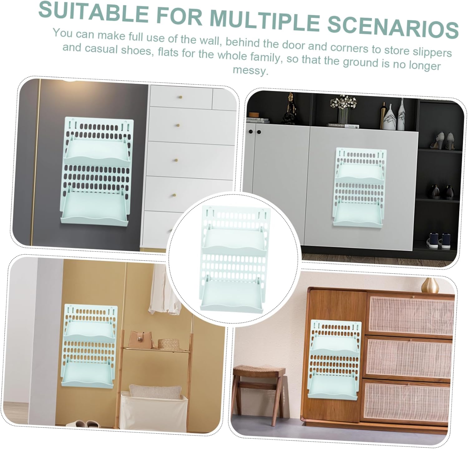 PRETYZOOM Wall-Mounted Shoe Rack Hanging Closet Organizer Slippers Storage Rack Easy Install No Drilling Bathroom Organizer Shoe