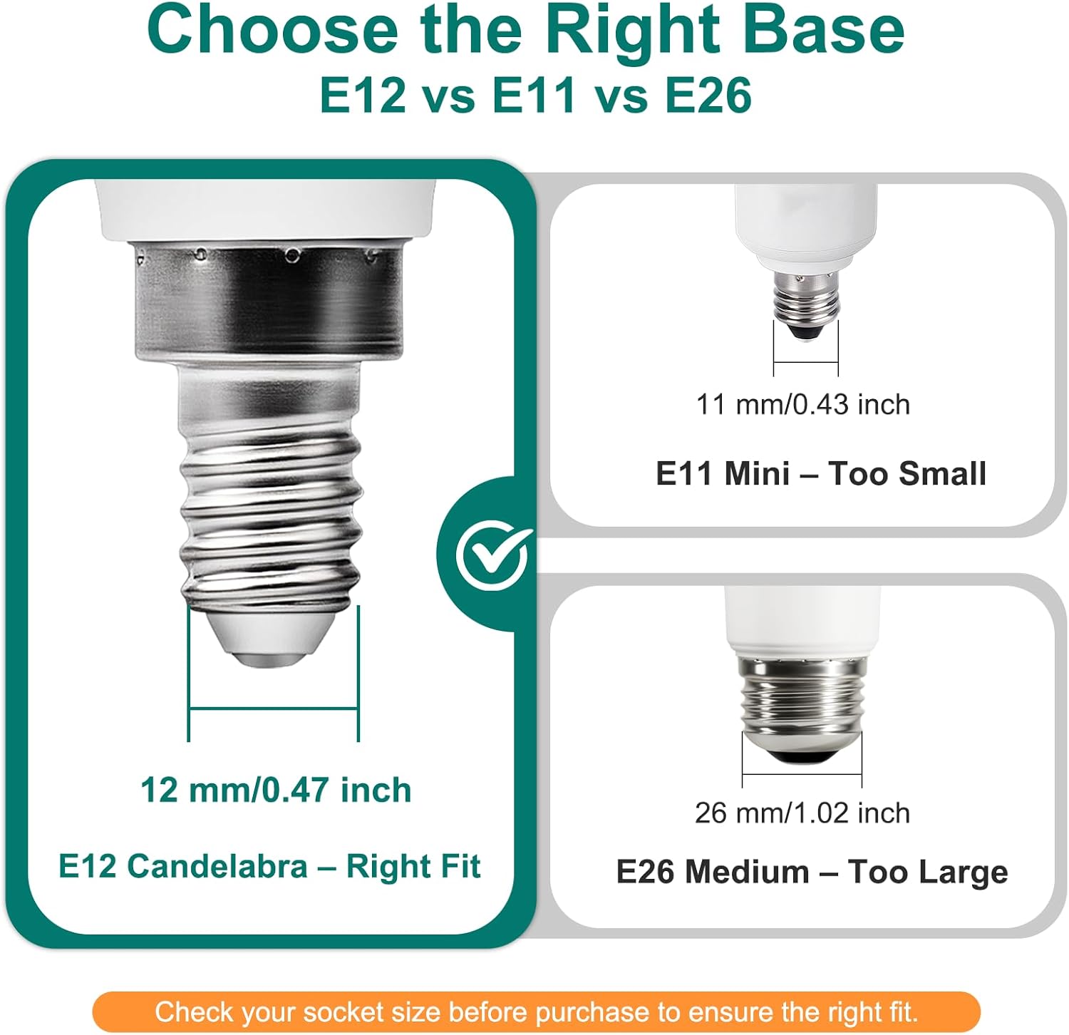 DiCUNO E12 LED Bulb 60 Watt Equivalent, Ceiling Fan Light Bulbs, Daylight White 5000K, A15 Shape, 600LM, Small Base Candelabra LED for Chandelier, CRI 90, Non-Dimmable, Pack of 6