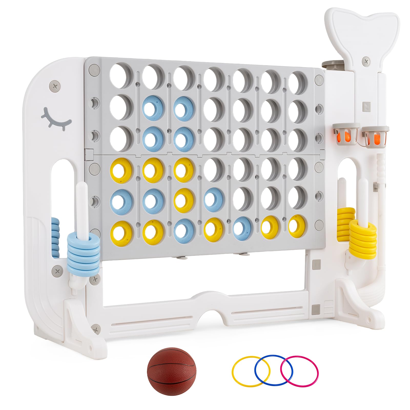 COSTWAY Giant 4-to-Score Game Set, Jumbo Connect Four Game (Grey)