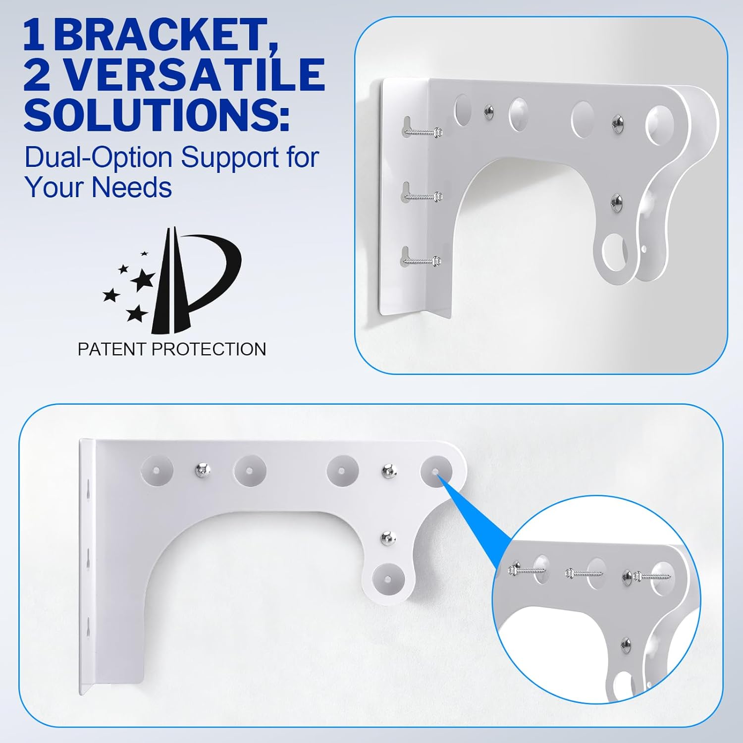 Steel Closet Shelf with Hanging Rod, Back Wall & Side Wall Mounted, 40-73'' Expandable White Closet Shelves, Heavy Duty Storage Rack Holds 220 lbs, Adjustable DIY Closet Rod Divider Separator 40''-73''