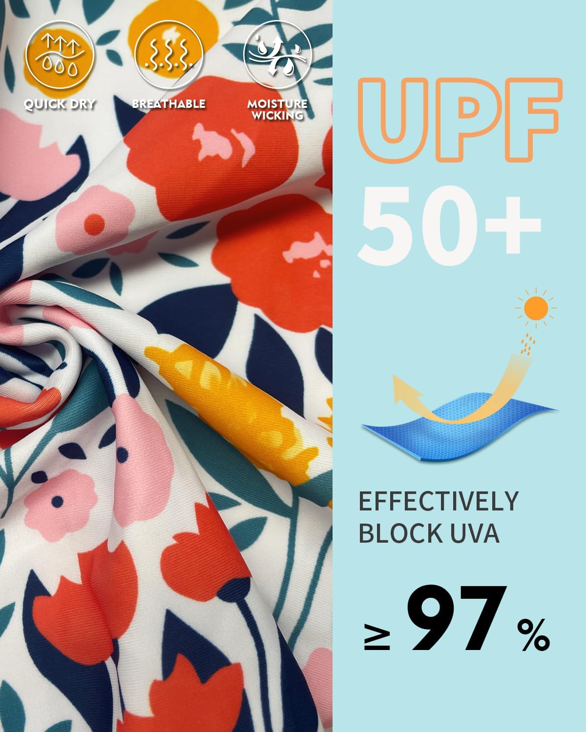 WOWENY Womens Swim Tankini Tops High Neck Bathing Suit Slim Fit Swim Tops UPF 50+ Tummy Control Swimsuits No Bottom - Image 4