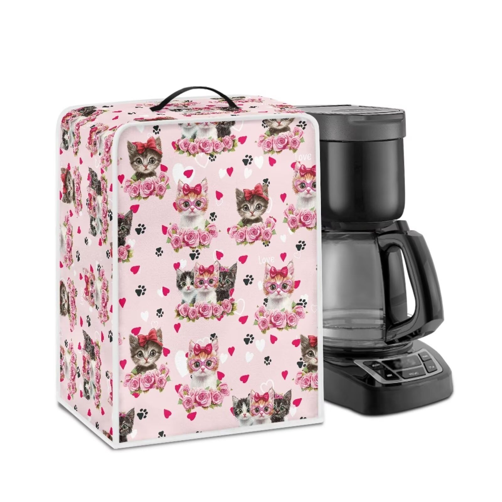 NETILGEN Valentine's Day Decor Coffee Maker Dustproof Cover Protective Cover Stain Resistant Dustproof Kitchen Small Appliance Cover with Top Handle for Home Indoor Decor