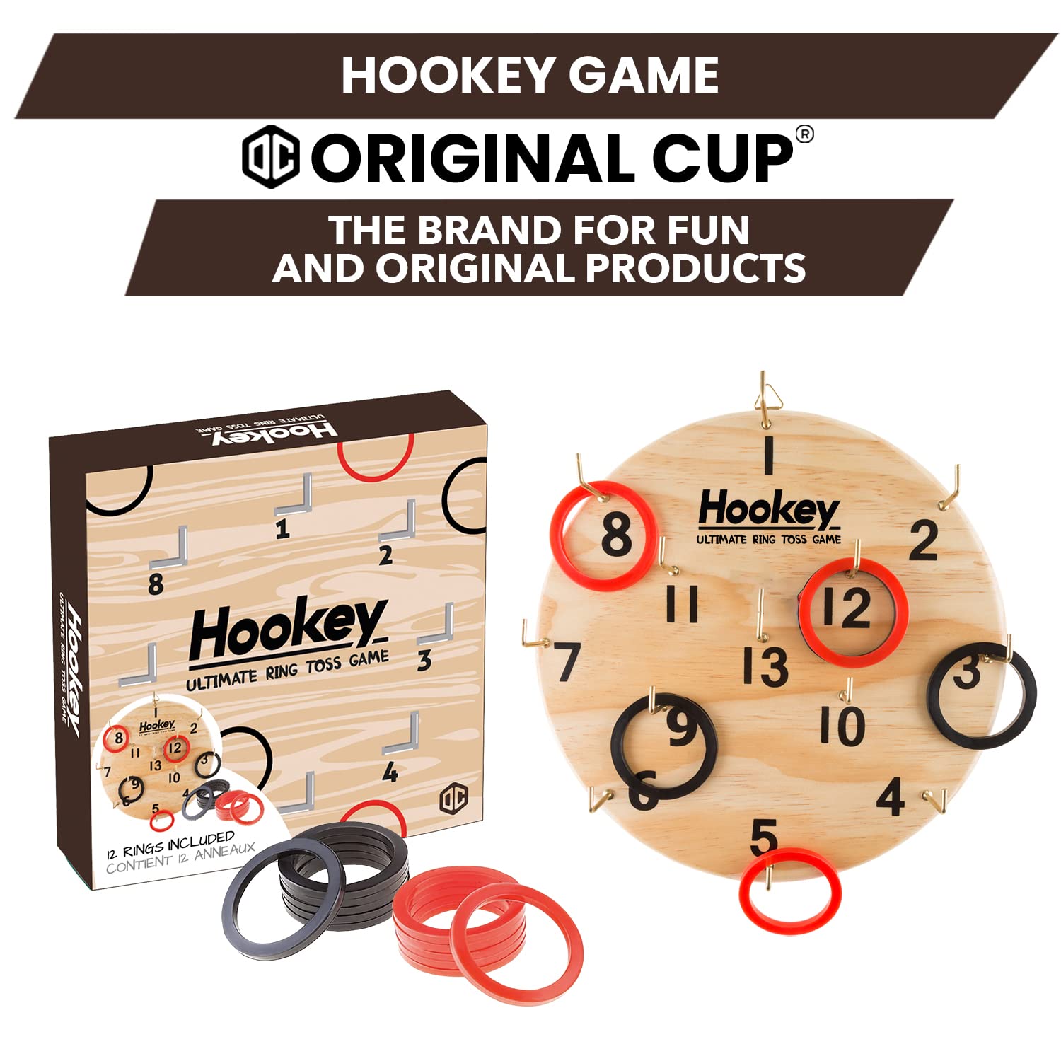 Hookey Game, Ring Throwing Game with Target, Wooden Skill Games for Children and Adults - Image 2