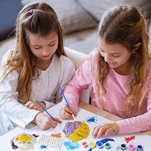 Miniatura 7 de Eleanore's Diary Kit de pintura de concha de mar para niños, manualidades de pintura que brilla en la oscuridad para niños y niñas, actividades
