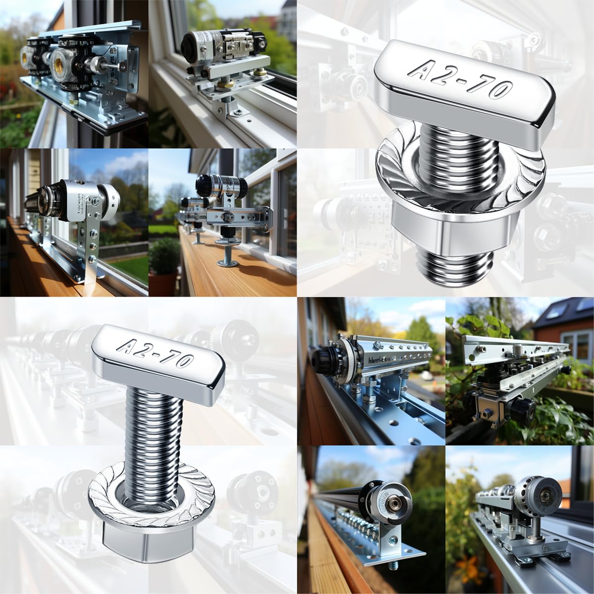 Pack of 14 Hammer Head Screws M6 x 25 Stainless Steel A2-70 Hammer Head Screw M6 with Locking Tooth Nuts Flange Nuts M6 Screws for PV Solar Mounting Rails Greenhouse and Aluminium Profile for