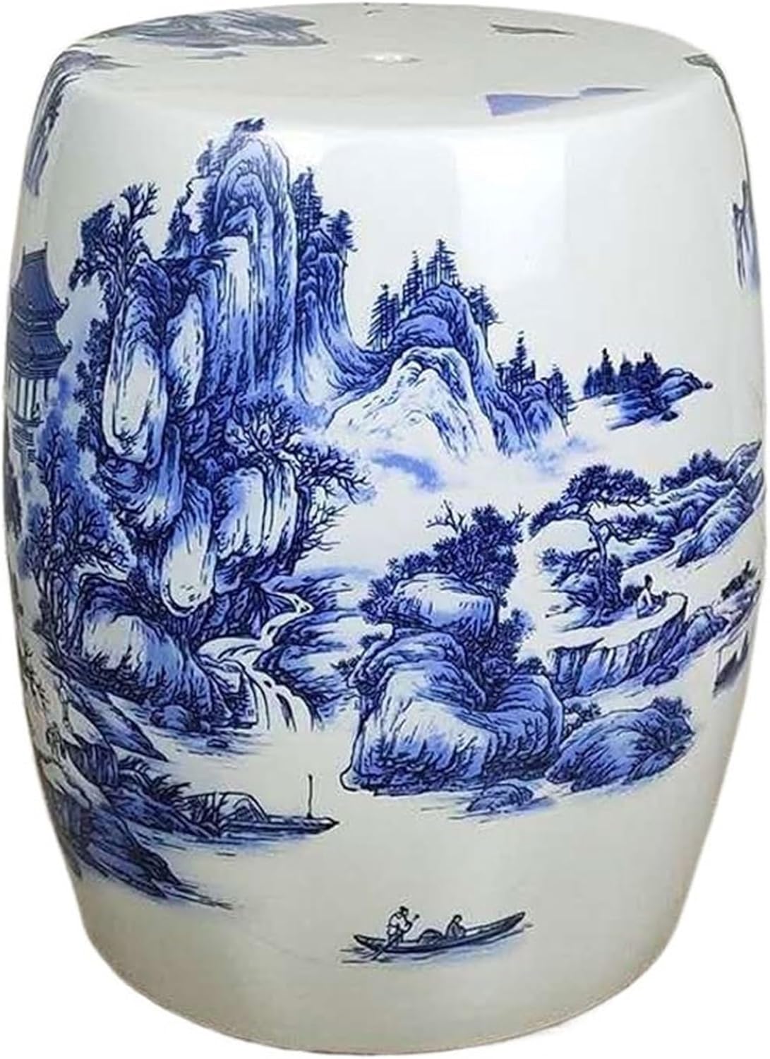 Decorative garden stools, Decorative Ceramic Garden Stool, Glazed Flower And Bird Landscape Changing Shoe Stool Drum Stool, Suitable for Outdoor Garden, Living Room, Terrace, Etc.(The Peachland)