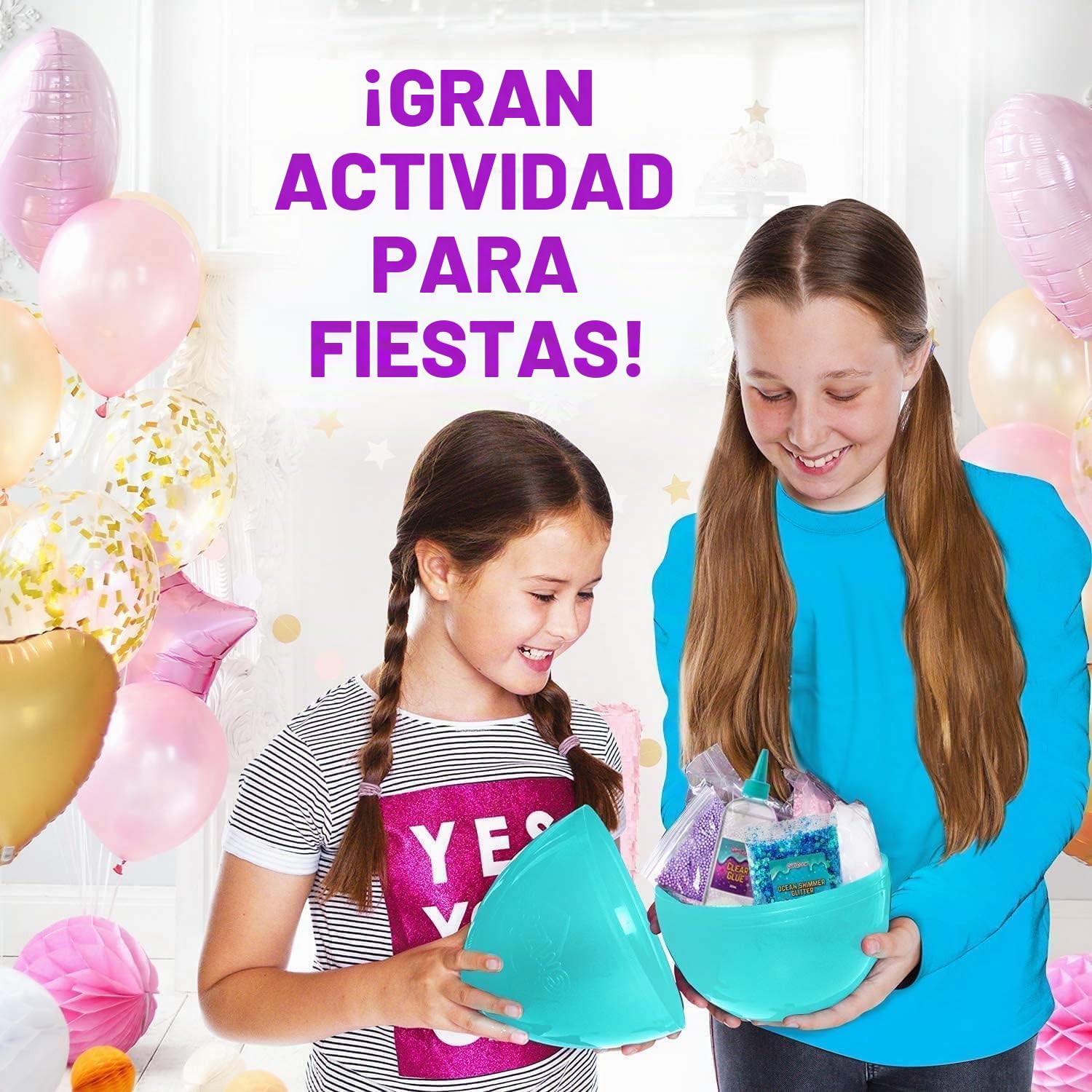 GirlZone Kit de Slime en un Huevo Sorpresa de Sirena, Fábrica de Slime con Pegamento/Cola y Activador 39 Piezas DIY con Glitter Regalos Niños
