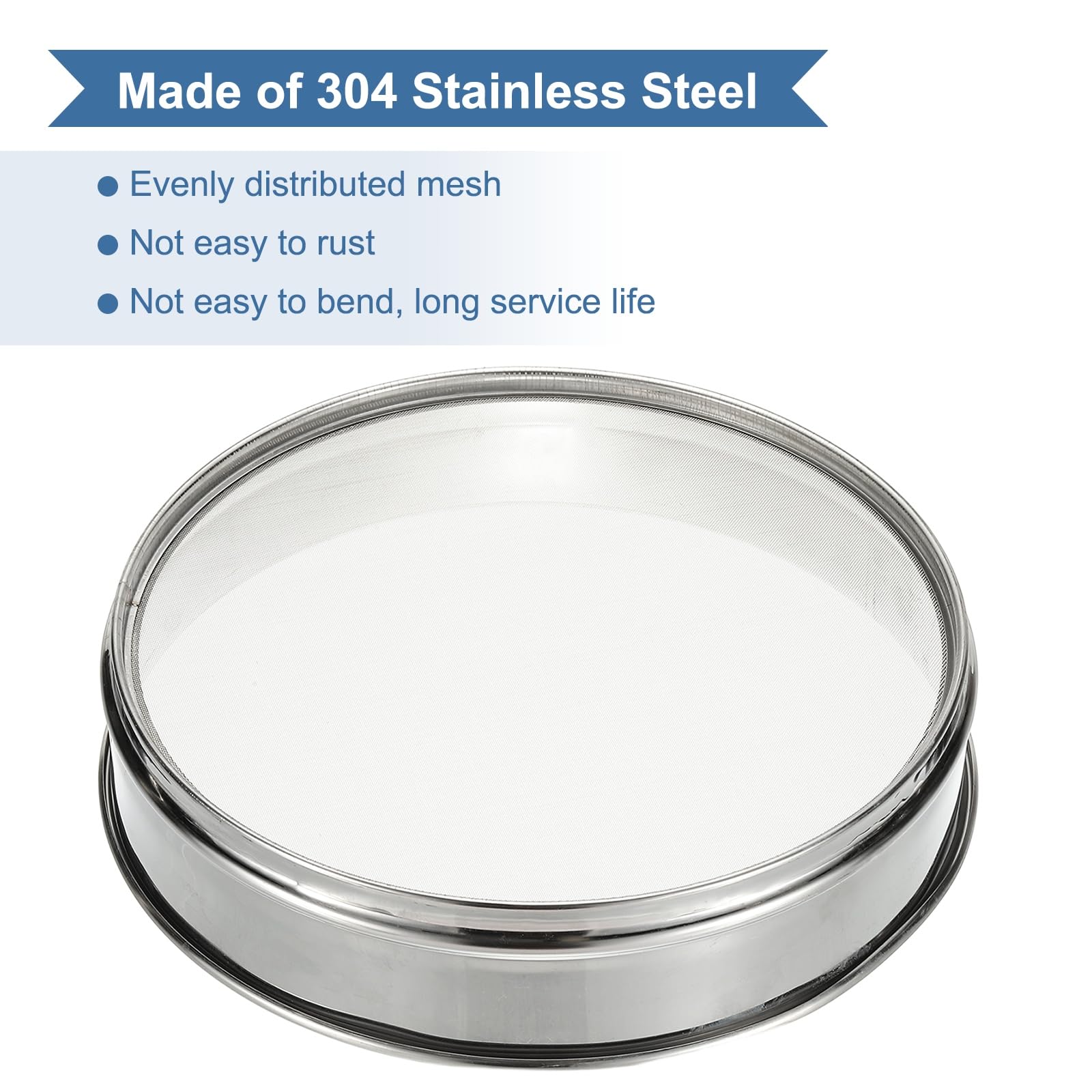 PATIKIL 40 Maschen (0.45mm) Laborsieb 30cm ID 304 Edelstahlsieb Siebfilter Feines Maschensieb Für Industrielles Labor Haushalt Bodensieb