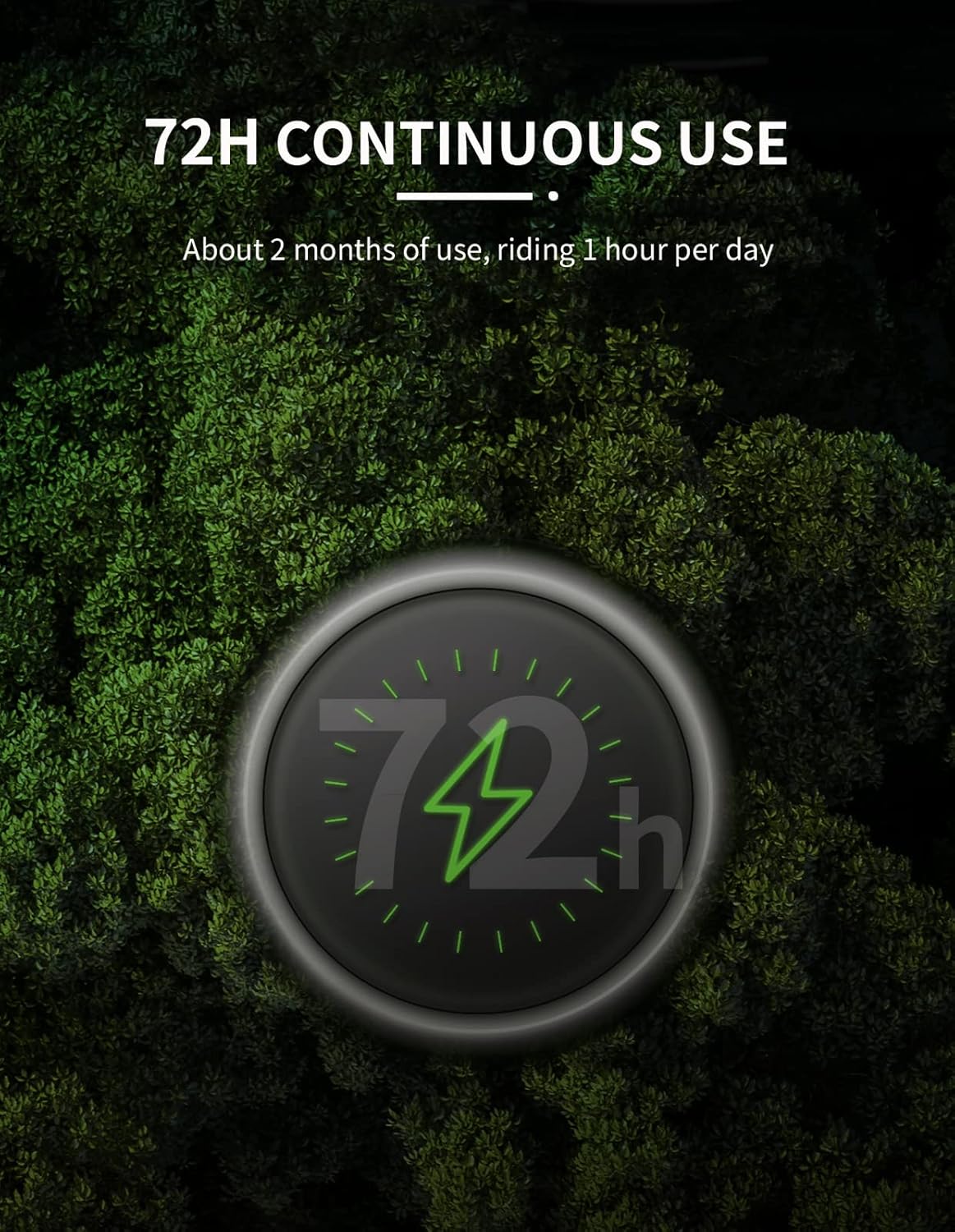 Graphic showing a battery icon with '72h' indicating 72 hours of continuous use for the iGPSPORT iGS320.