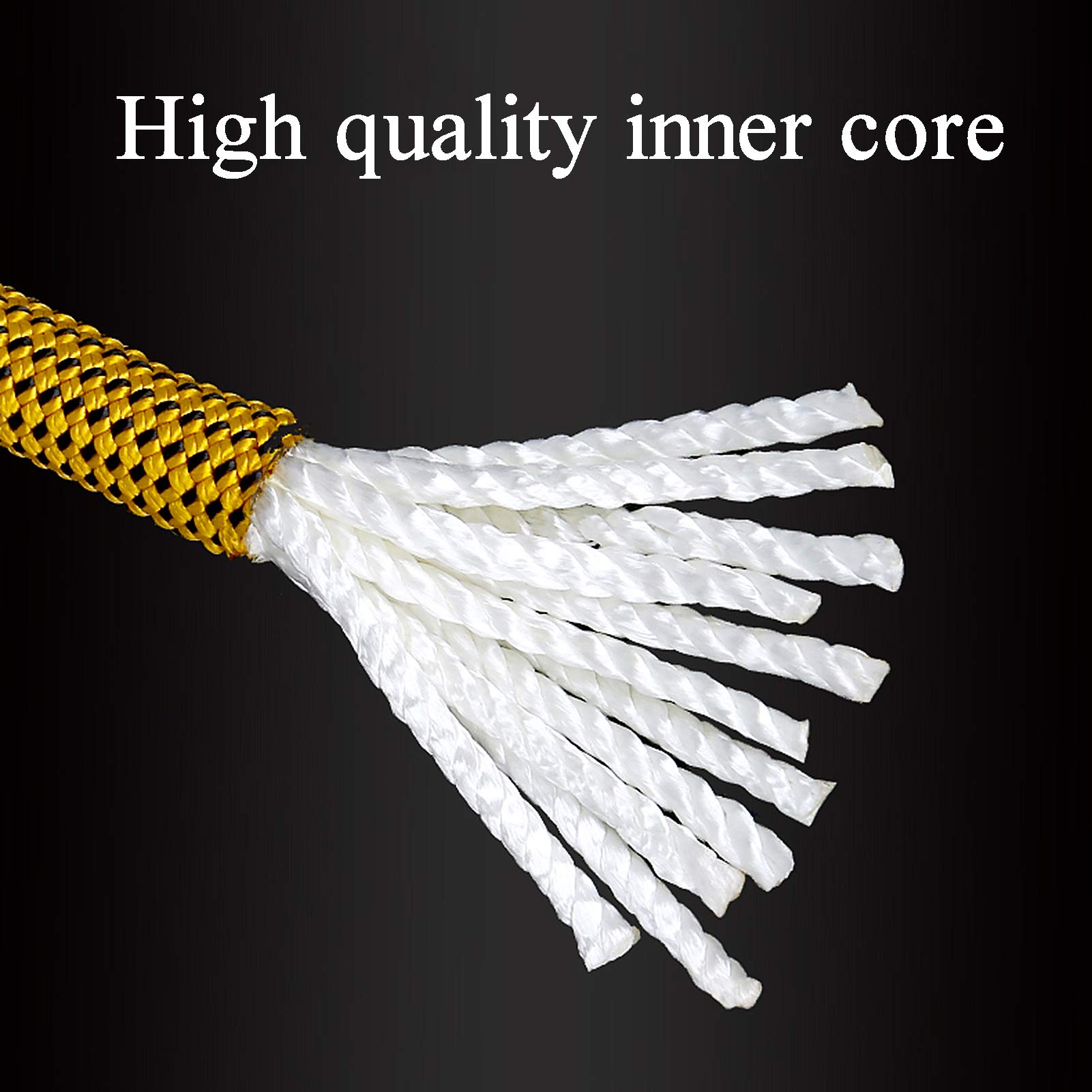 Cuerda de Nailon de Alta Resistencia, Cuerda estática Exterior 10 mm Amarillo Negro 10-100 Metros 2400 kg