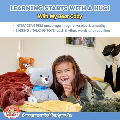 Miniatura 4 de Cuddle Barn My Bear Coby - Animal de peluche animado de oso de peluche, canto gris de 11 pulgadas