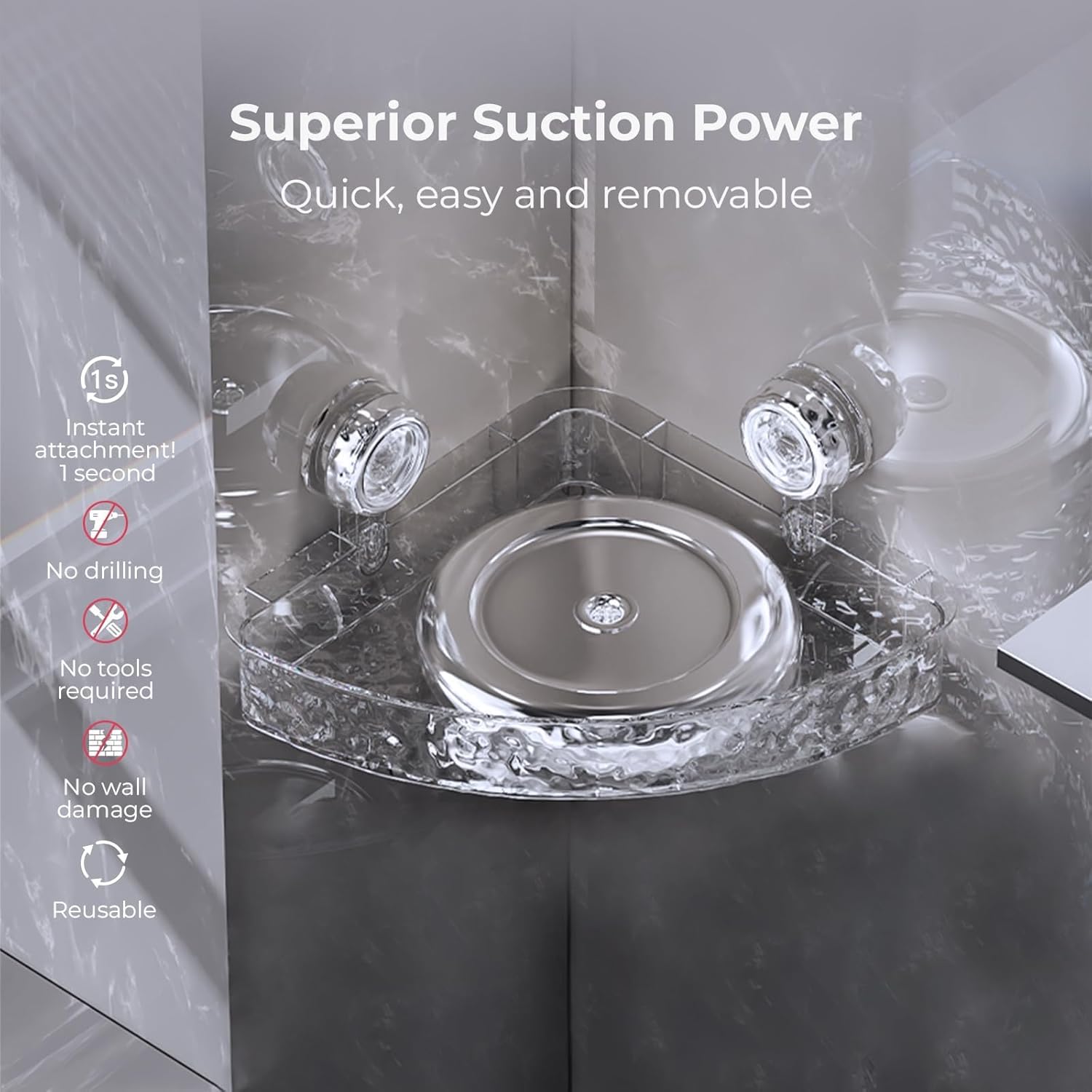 Soporte de plástico extraíble para baño, cocina, sala de estar, no requiere taladrar, fácil instalación, solución de almacenamiento versátil para iones domésticos