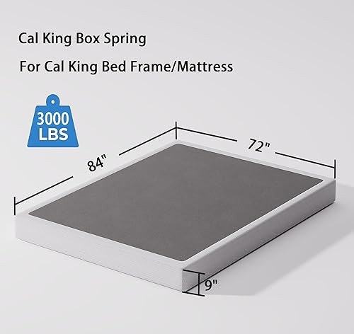 Miniatura 19 de Base de cama tamaño California King, marco de cama Metal Basics de 7 pulgadas, base de perfil bajo para somier, soporte de 9 patas, sin ruido, fácil