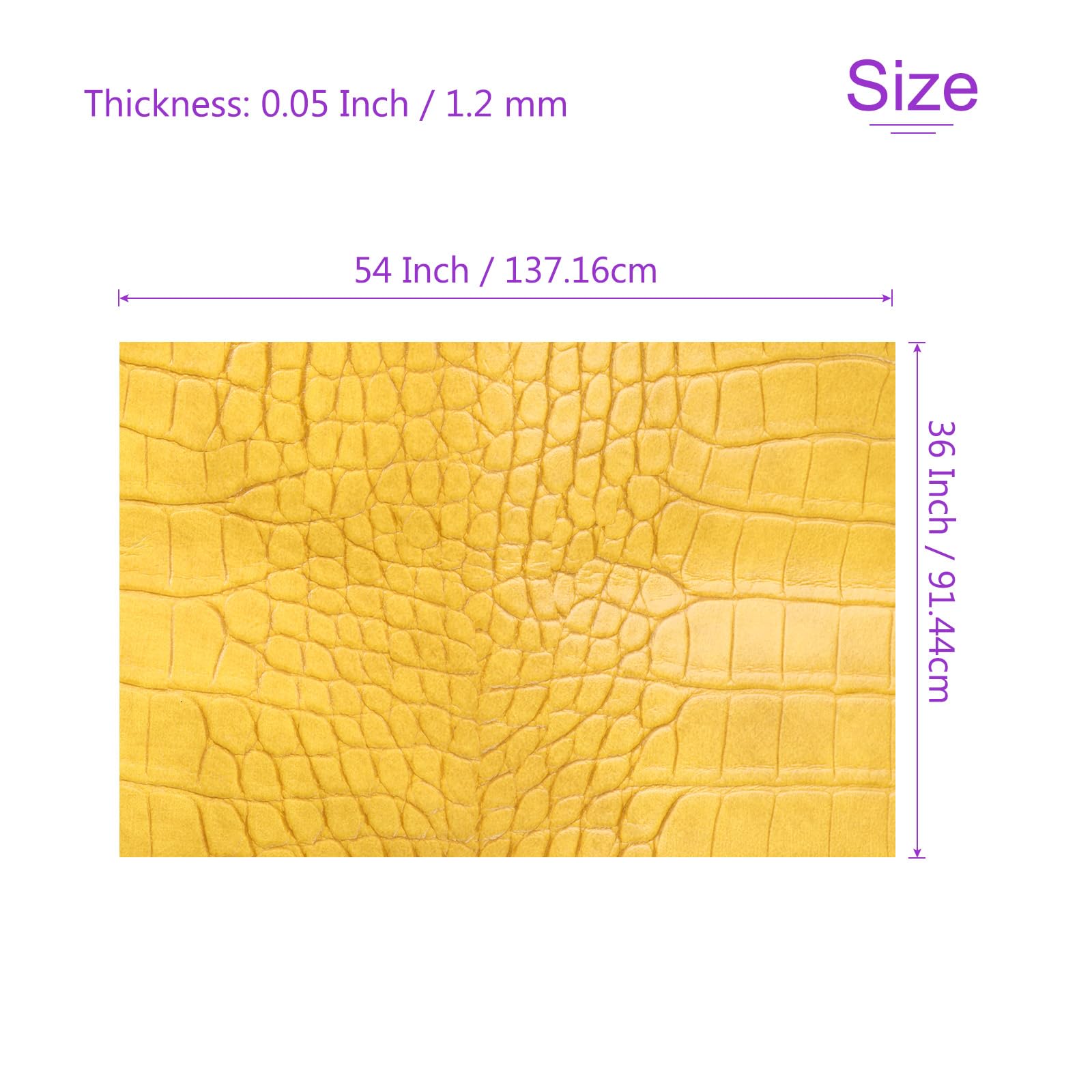 DMiotech Faux Leather Sheet 54 Inch x 36 Inch Alligator Yellow Crocodile Pattern PU Leather Roll for Handmade DIY Craft Projects - Image 3
