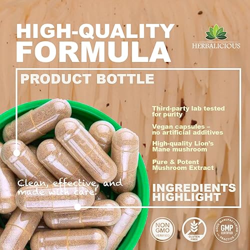Miniatura 9 de Suplemento líquido de hongo de melena de león  Suplemento cerebral de extracto de hongo premium para enfoque de memoria, claridad y apoyo nervioso