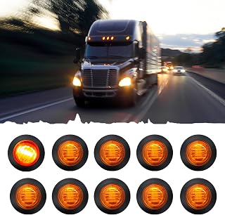 10 x 3/4" Strobe Side Marker Lights LED Yellow Lens Upgraded Indicators with 2 Patterns (Strobe + Stay On) for Truck Car Bus Trailer Van Caravan Boat, Taillight Brake Stop Lamp (12V,Amber)