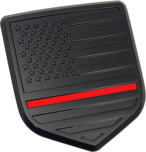 Fit RAM - Emblema de la bandera estadounidense para portón trasero y trasero, ABS compatible con Dodge RAM 1500 2500 3500 2009-2018 (línea roja)