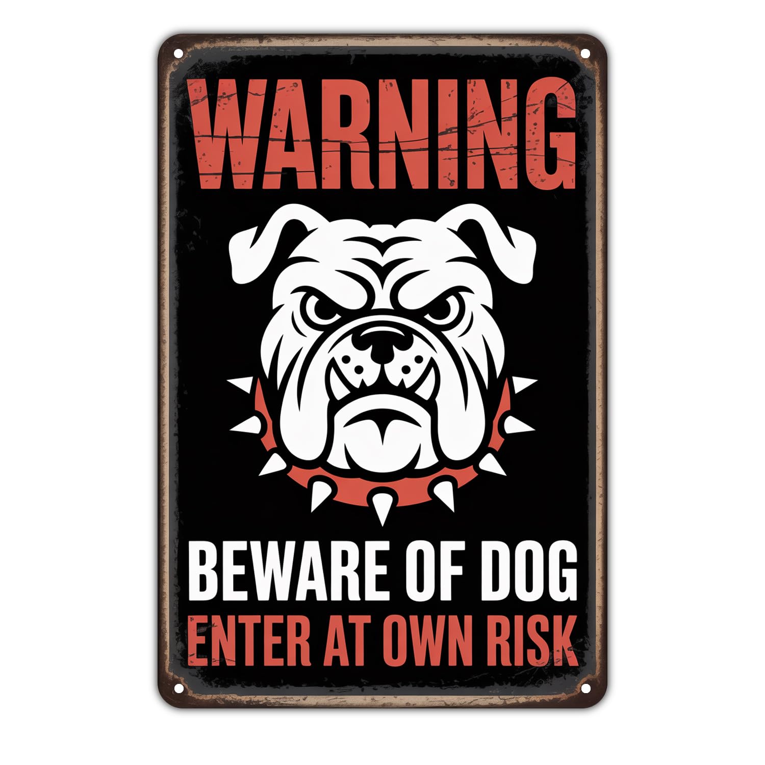 Warning Bulldog Sign Tin Sign Vintage Beware Of Dog Metal Sign Print Aesthetic Metal Tin Sign 8X12 Inch