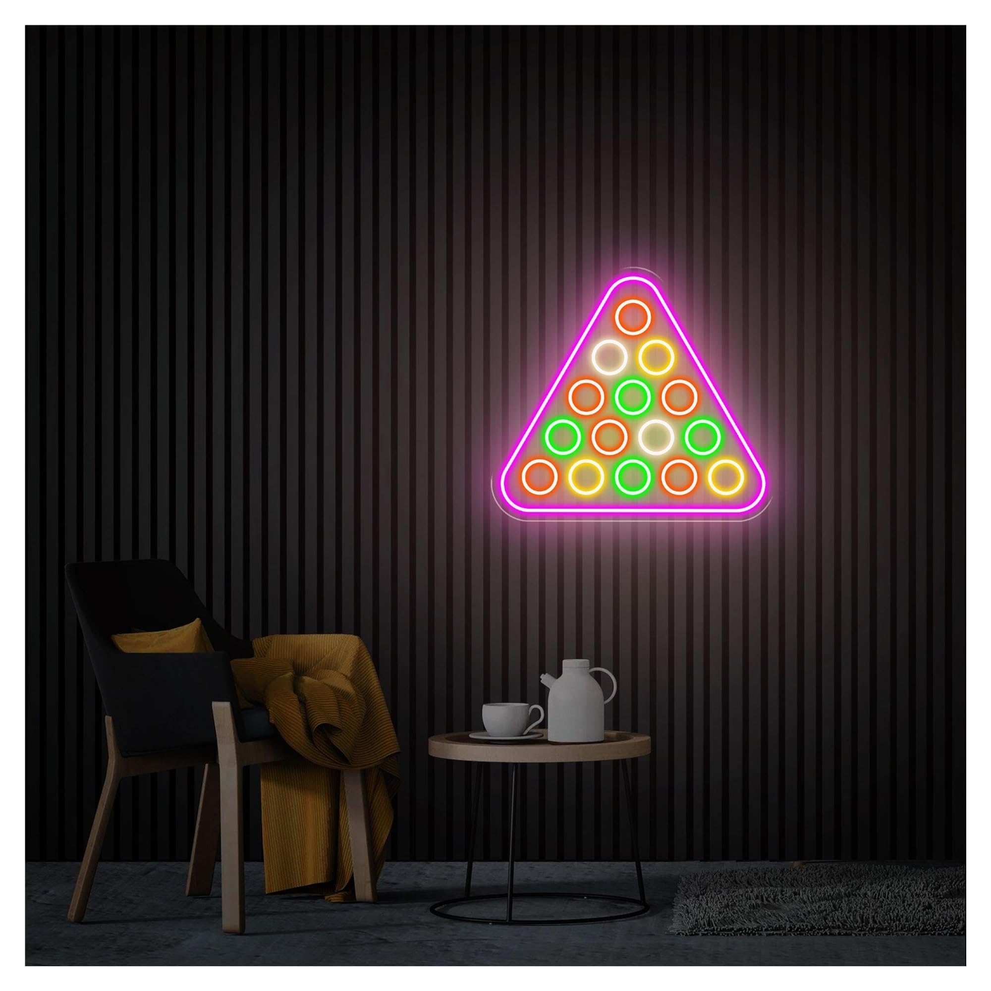 RONGCH Hanging Art Signs Billiards Neon Sign,Suitable for Pool Hall Shop Home Wall Decor with Dimmable 37cmx41cm(C)