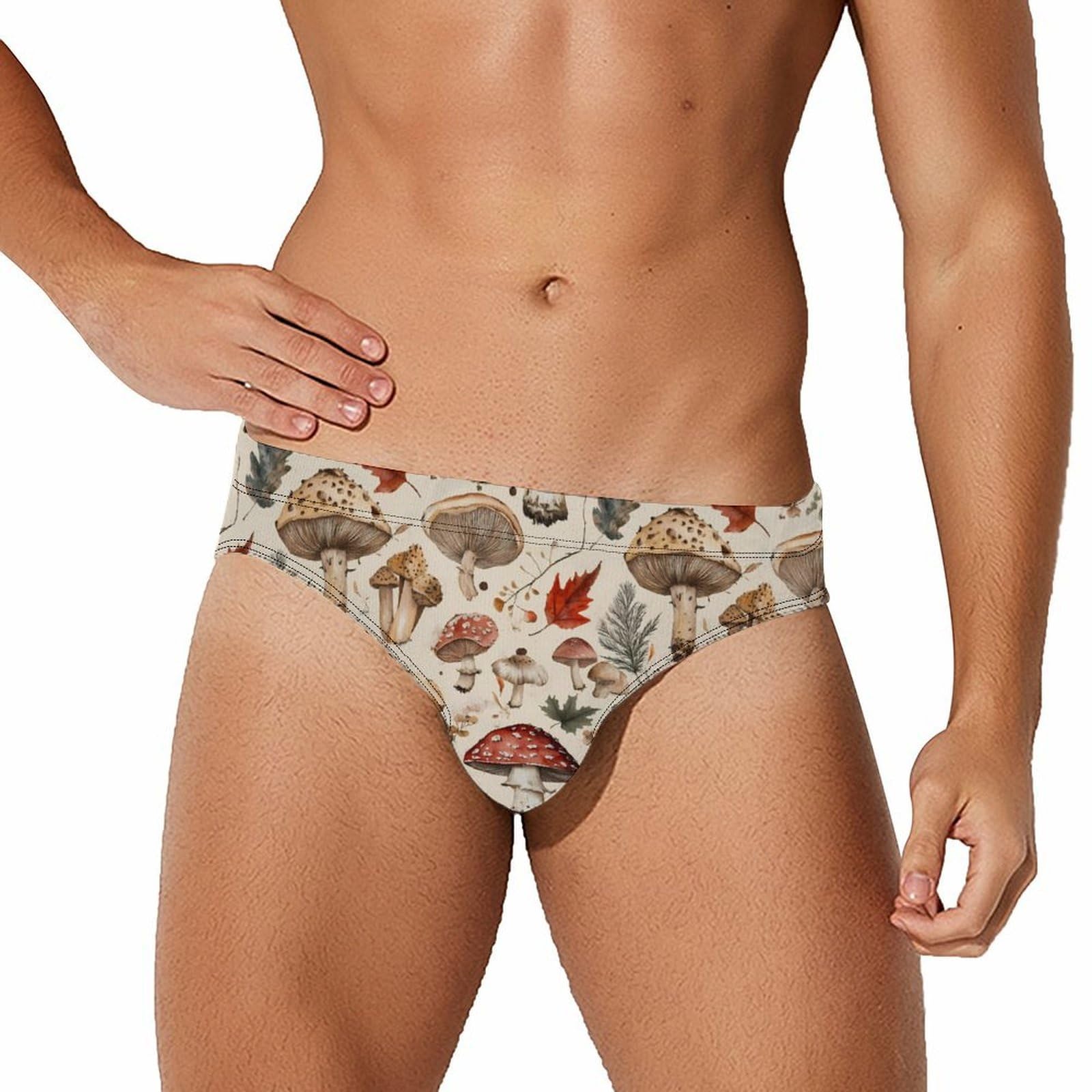 Hlbsdm Men's As Pic Mushrooms Swim Briefs Low Waist Bikini Swimsuit Underwear Beach Swimwear