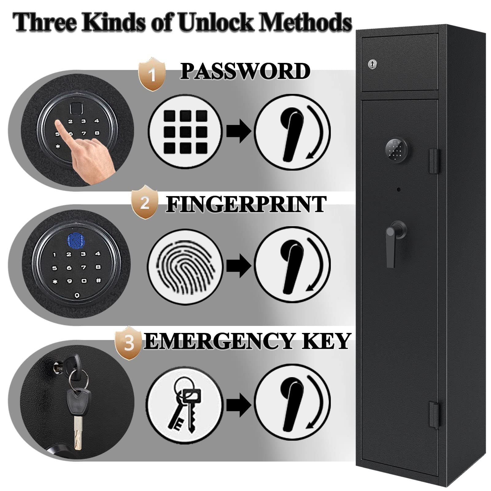 KAER Large Rifle Safe, Gun Safe for Rifles and Shotguns, Quick Access