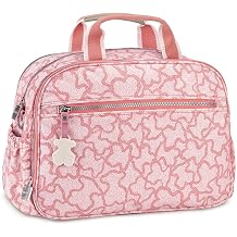TOUS Pink Waterproof Vinyl Combined with Calfskin Leather Baby Bag for Women, 40x25x20 cm, Kaos New Colores Collection