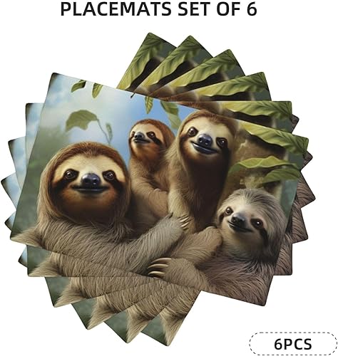 Miniatura 2 de Juego de 6 manteles individuales de lino con doble costura de 18 x 12 pulgadas, manteles individuales antideslizantes para mesa de cocina,