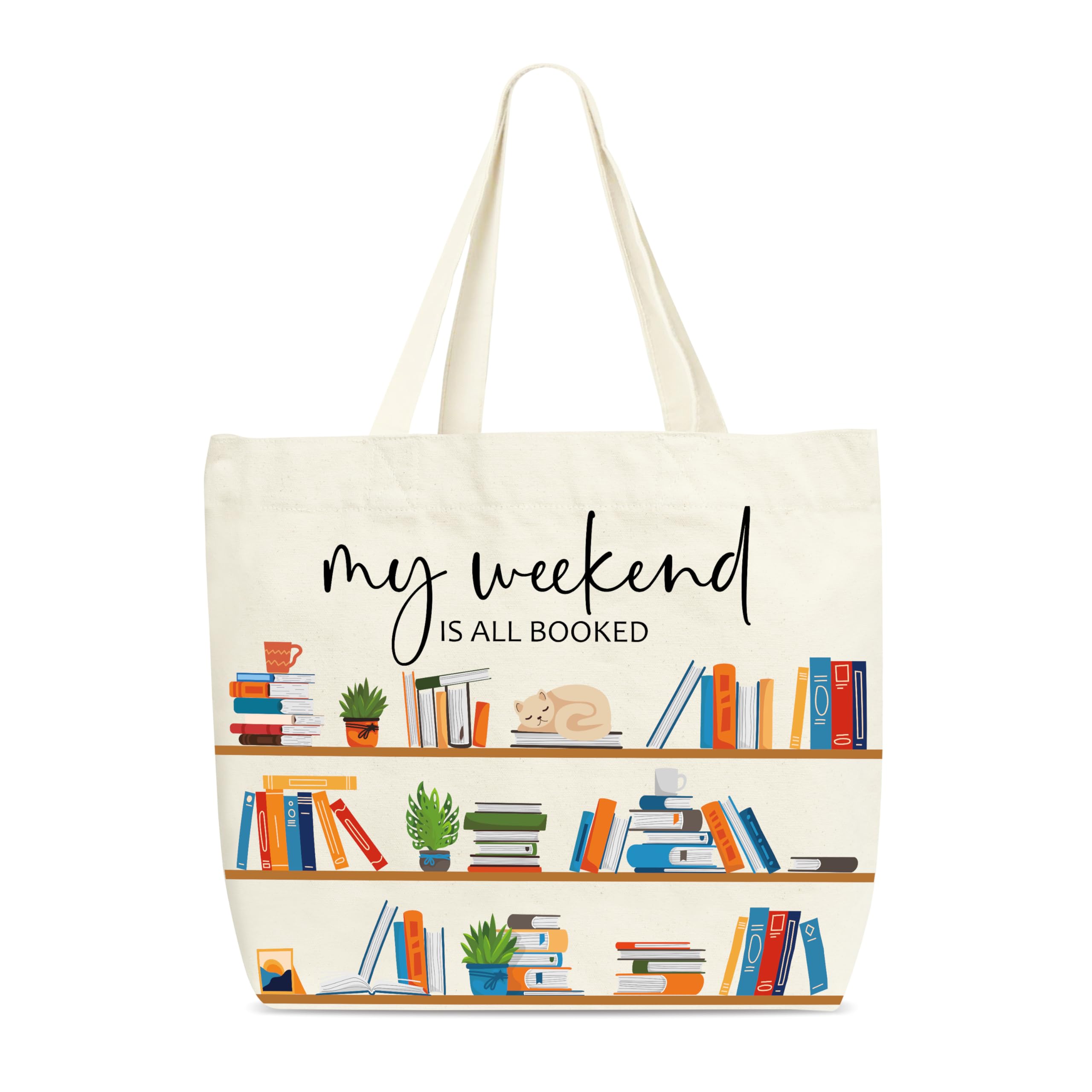 Book Tote Bag, Bookshelf Tote Bags, Book Lovers Gifts, Aesthetic Canvas Tote Bag For Shopping, Library Book Bag For Women Friends Family Teacher Colleagues -44