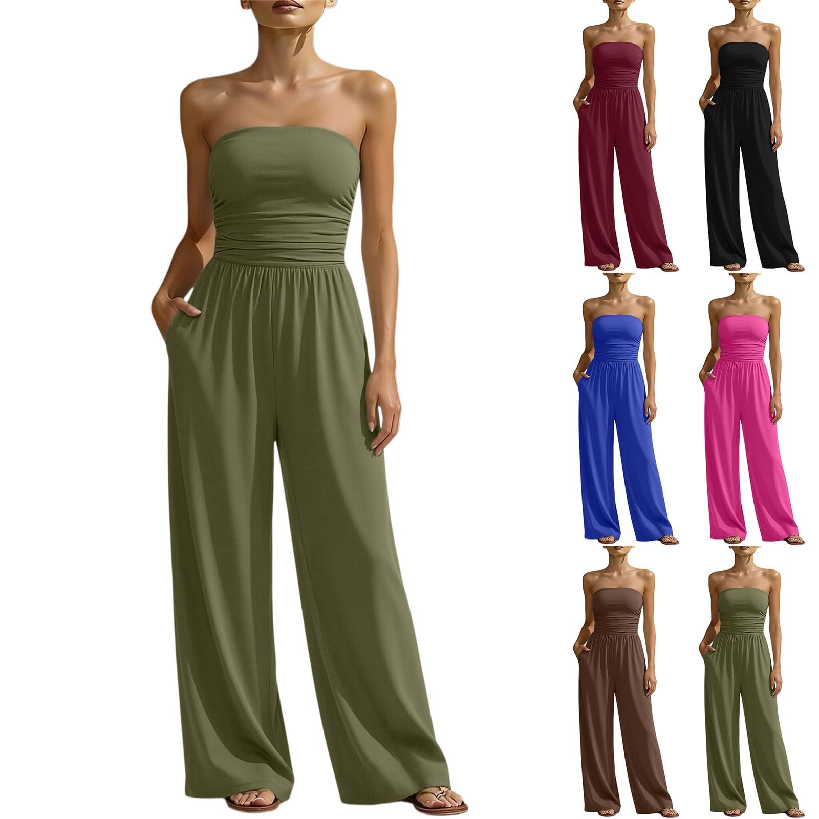 Mono para mujer, elegante, festivo, traje de pantalón, sexy, mono bandeau