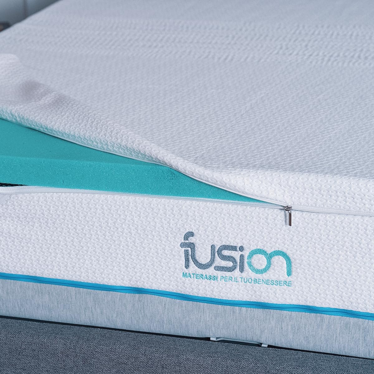 Fusion - Topper in Memory Foam Traspirante, alto 5 cm, Correttore per Materasso Ortopedico, tessuto Sfoderabile lavabile ed anallergico (80 x 190)
