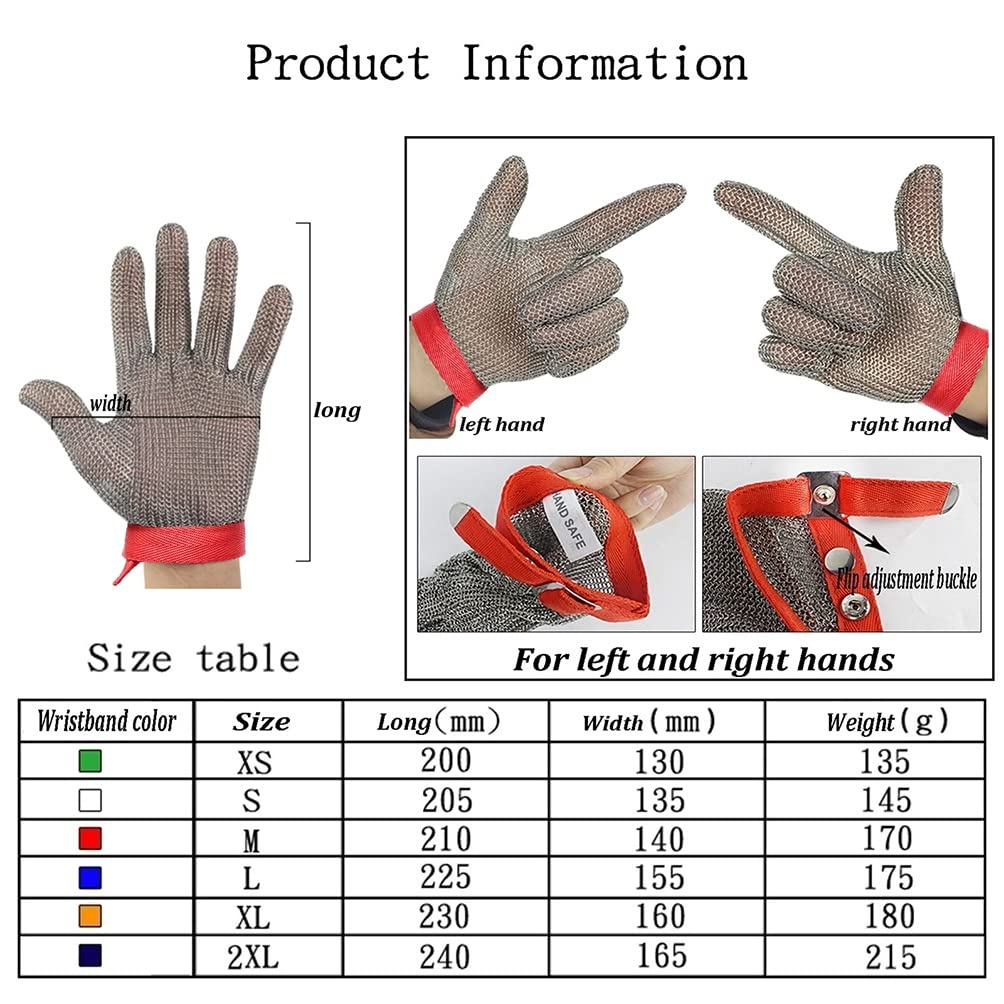 Cut Resistant Gloves Rękawice Odporne Na Przecięcie Metalu, Bezpieczna Praca Rękawice Kolczugowe Ze Stali Nierdzewnej Do Cięcia Odzieży Warsztatowej Mechanika Warsztatowego (Size : L/A pack of one)