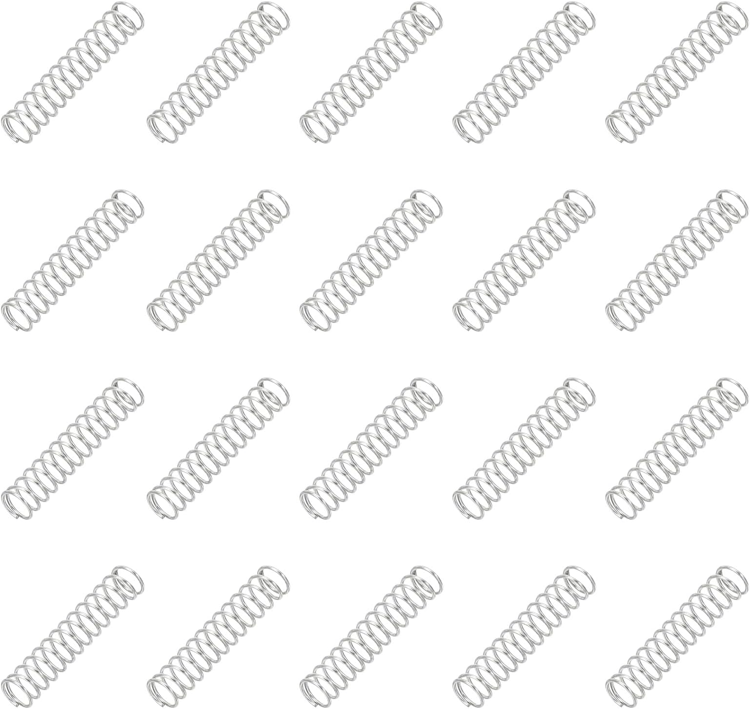 PATIKIL Compression Spring 0.4 mm Wire Dia x 4 mm OD x 20 mm L, 20 Pcs 304 Stainless Steel Mechanical Extension Small Springs Pen Springs Assortment Kit for Shop and Home Repairs