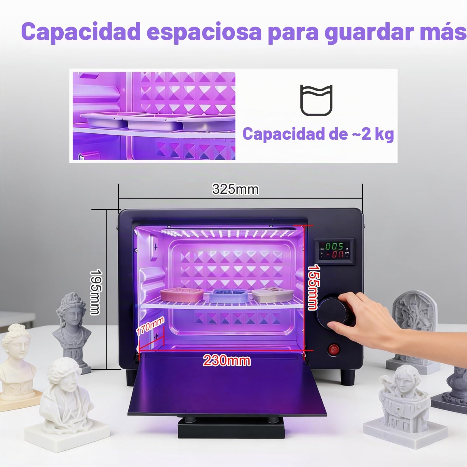 Máquina de Curado de Resina UV 395nm, Caja de Curado 80W para Impresión 3D | Estación Curado Resina con 80 LED, Temporizador, Bandeja Extraíble, para Modelos de Resina SLA/DLP/LCD, Joyería DIY