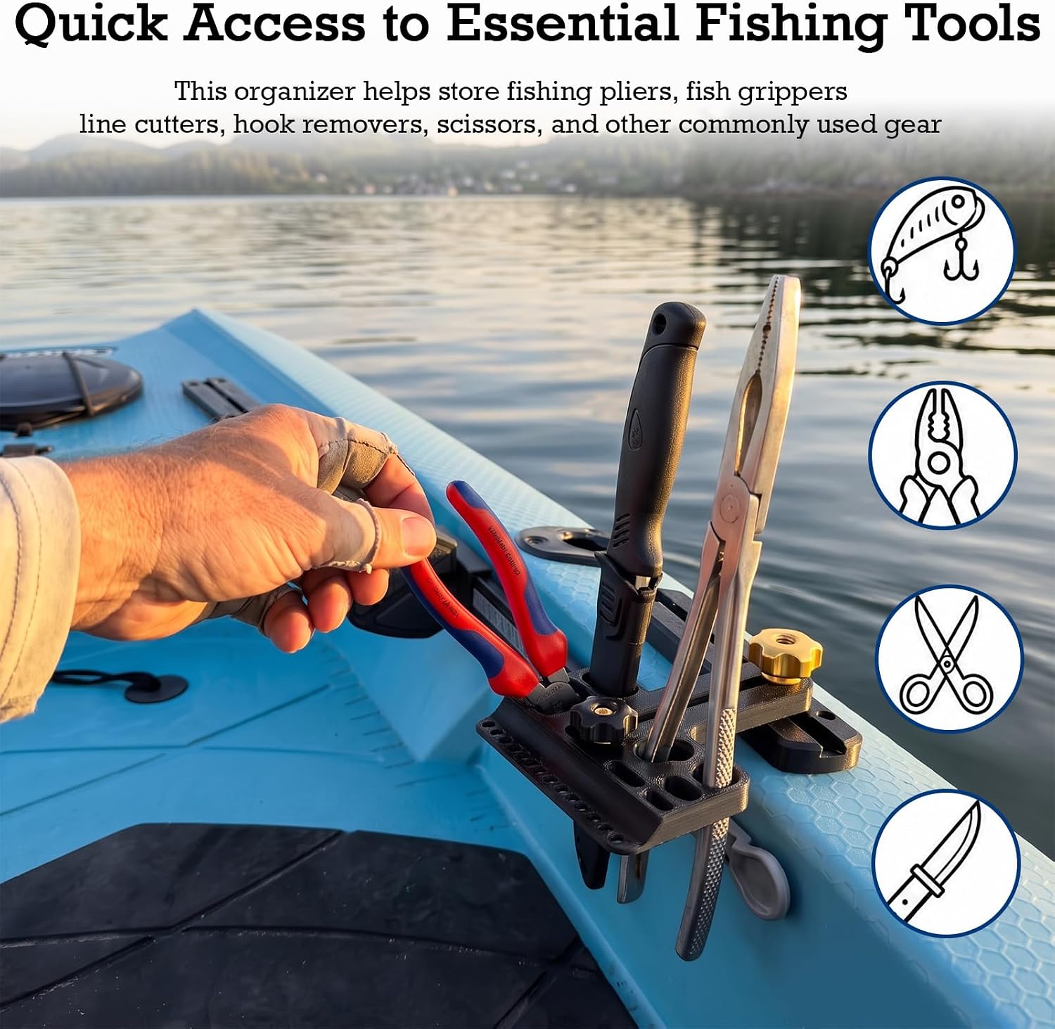 Kayak Fishing Tool Holder with T-Track Kit,Boat Angler Gear & Tackle Holder image 2
