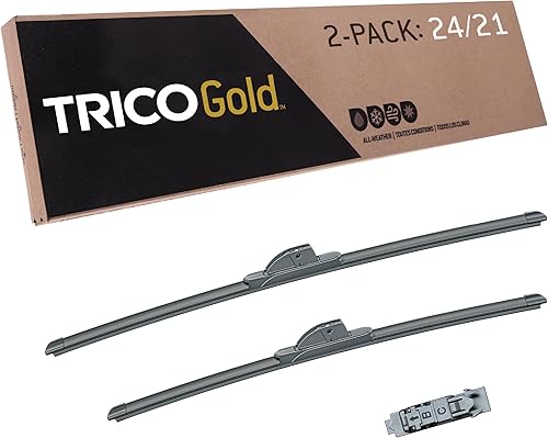 Trico Gold - Juego de 2 limpiaparabrisas de repuesto para automóvil, de 24 y 21 pulgadas (18-2421), fácil instalación y visibilidad superior en la
