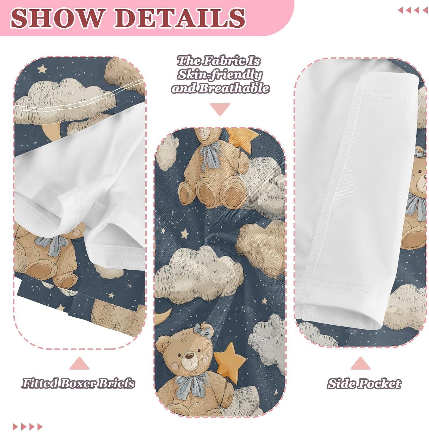 visesunny Fluffy Star Bear Girl's Golf Skirt Athletic Tennis Skort Sport Activewear with Double Layer Pockets