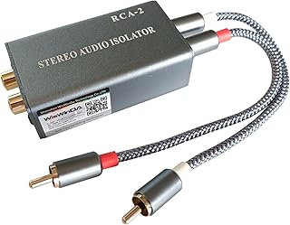 Noise Isolator RCA Audio Hum Eliminator (No Affects Bass) Noise Filter Aluminum Shell Ground Loop Noise Isolator for HiFi Stereo Home Theater Car Audio Player Plug&Play (Silver-Gray)