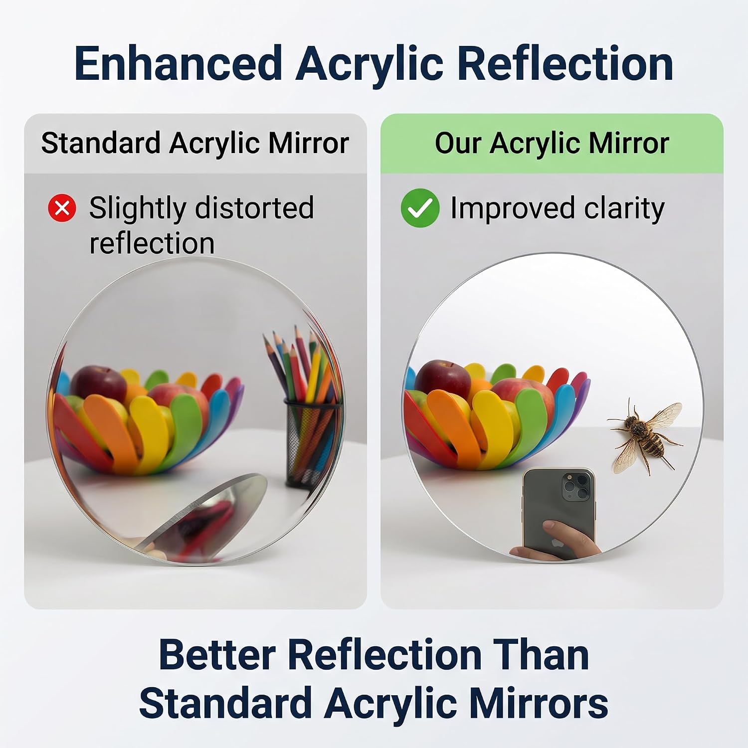 7" Round Magnetic Locker Mirror | Acrylic | Frameless