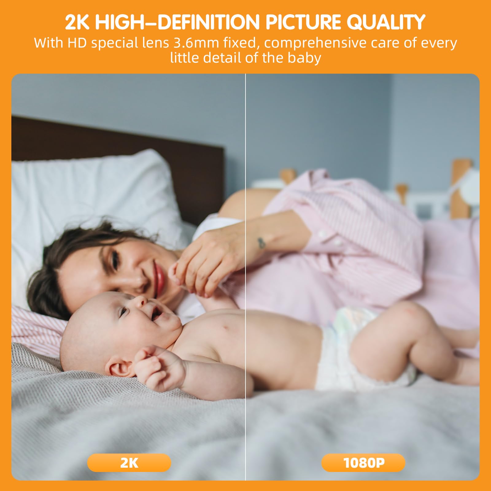B1 Baby Monitor, telecamera flessibile Mountin Baby Monitor con audio a 2 vie, supporta il rilevamento di movimento/pianto/temperatura e umidità, visione notturna HD Smart Wifi Baby Monitor (blu