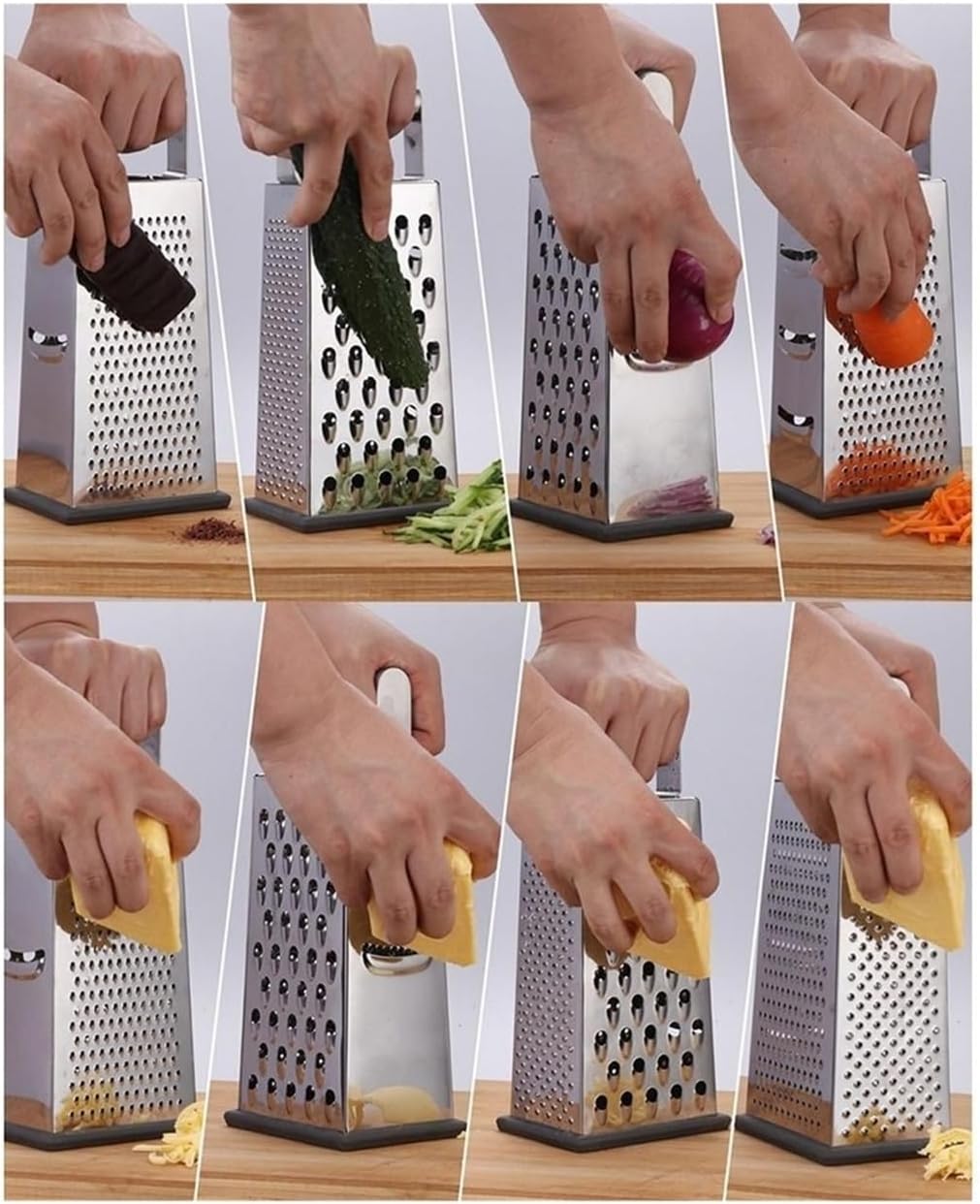 Stainless Steel Manual 4-Sided Grater for Cheese and Vegetables