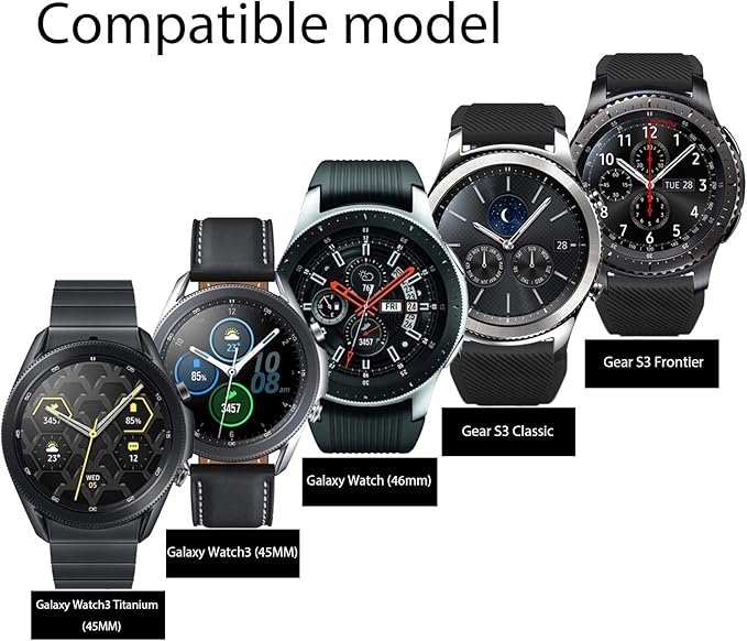 Correa FanTEK para Galaxy Watch 3 45mm, 22mm Silicona Negra miniatura 5