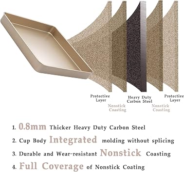 11 Inch Square Baking Sheet Set of 2, Commercial Nonstick Carbon Steel Cookie Sheets, 1.4