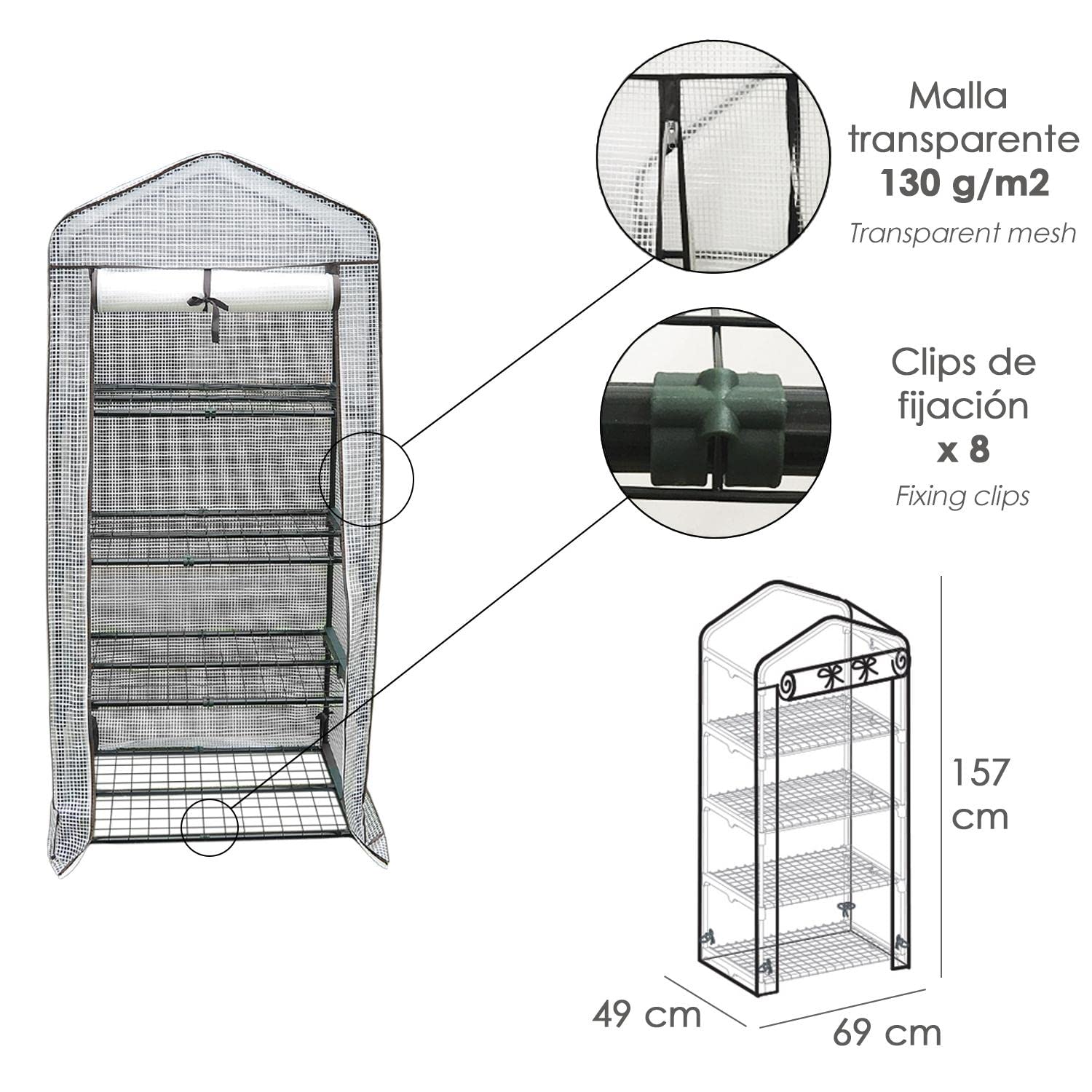 SERRA CON COPERTURA PVC 4 RIPIANI cm 69X49X157 CM