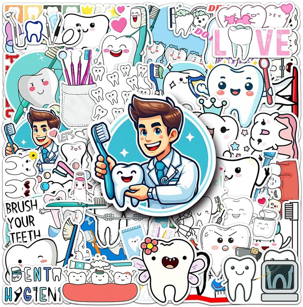 Dental Health Stickers |50Pcs Teeth Protect Waterproof Vinyl Decals