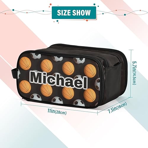 Miniatura 3 de Sinestour Bolsa de aseo personalizada de baloncesto, bolsa de ducha de gran capacidad, bolsa de afeitar de apertura ancha para hombres, aretes y